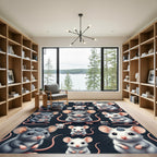 Cute Whimsical Mouse Portrait Grid Rug