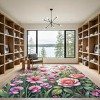 Soft Pink Botanical Garden Floral Rug