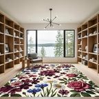 Vibrant Berry Floral Multi-Bloom Tableau Rug
