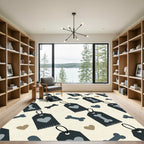 Cute Bone and Heart Tag Graphic Rug
