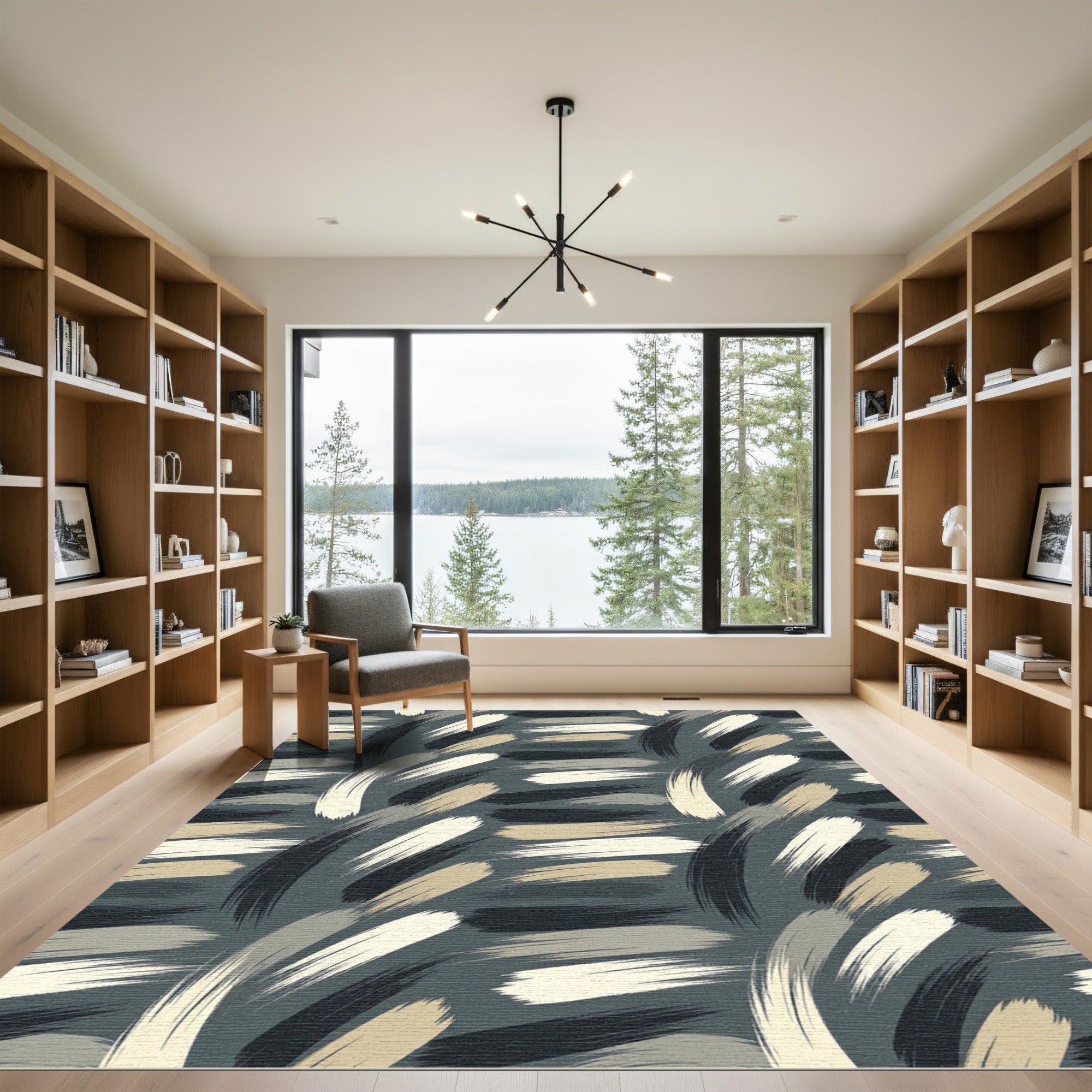 Abstract Brush Stroke Swirls Rug