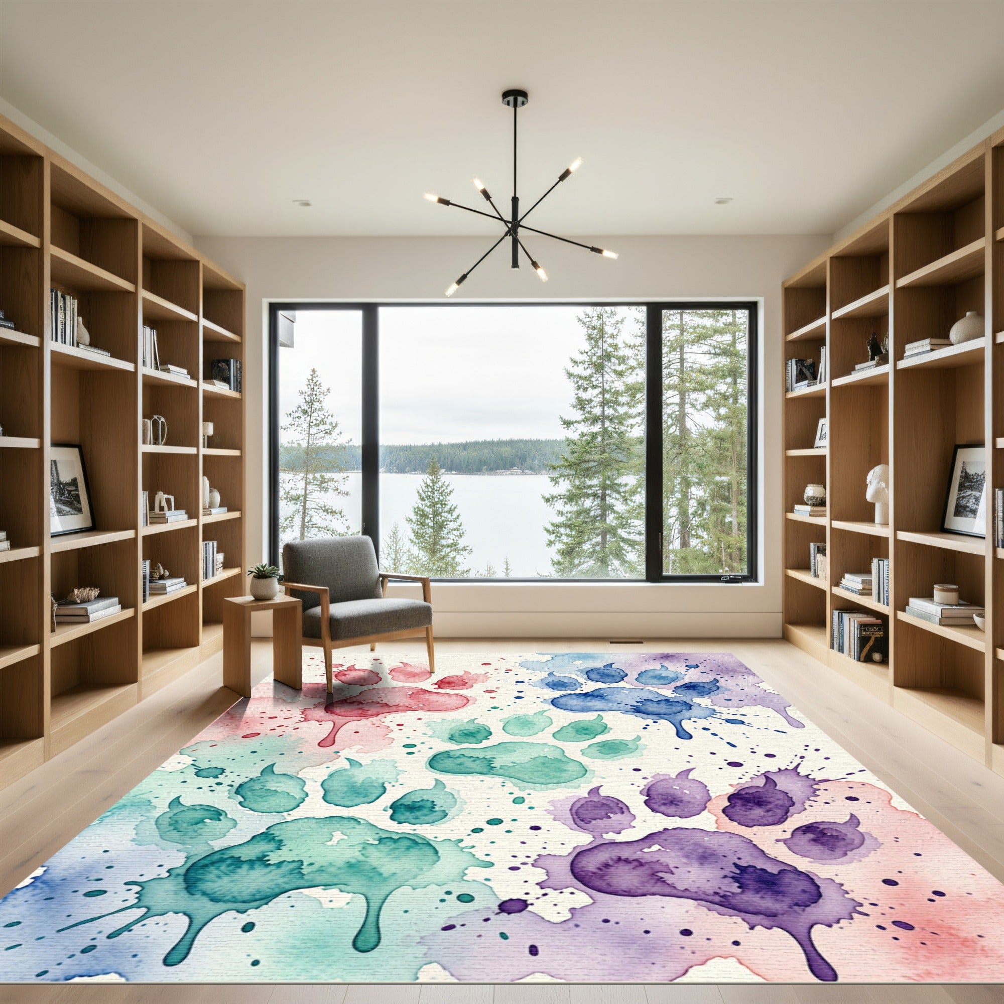 Watercolor Animal Paw Speckled Splash Rug