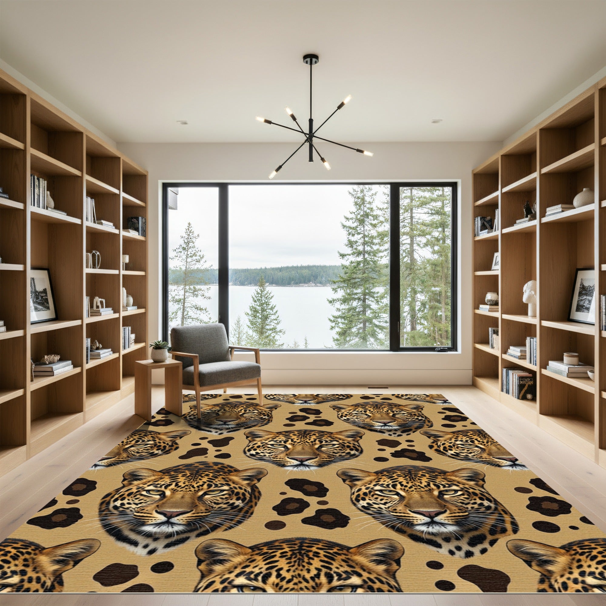 Golden Leopard Face Animal Spot Rug