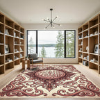 Intricate Rose Gold Ornate Calligraphy Medallion Rug