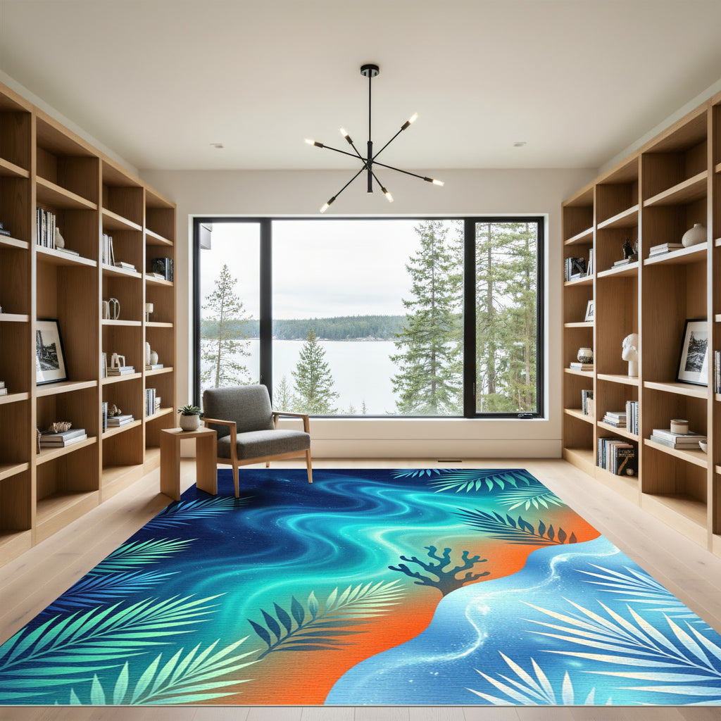 Tropical Aurora Wave Coral Rug