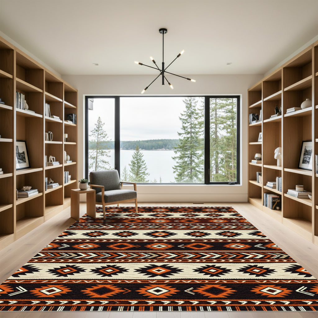 Warm Earthy Navajo Diamond Stripes Rug