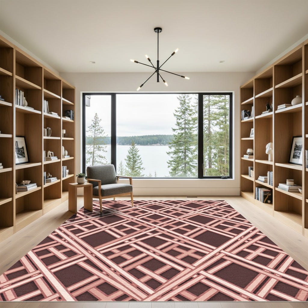 Rose Gold Intersecting Lattice Rug