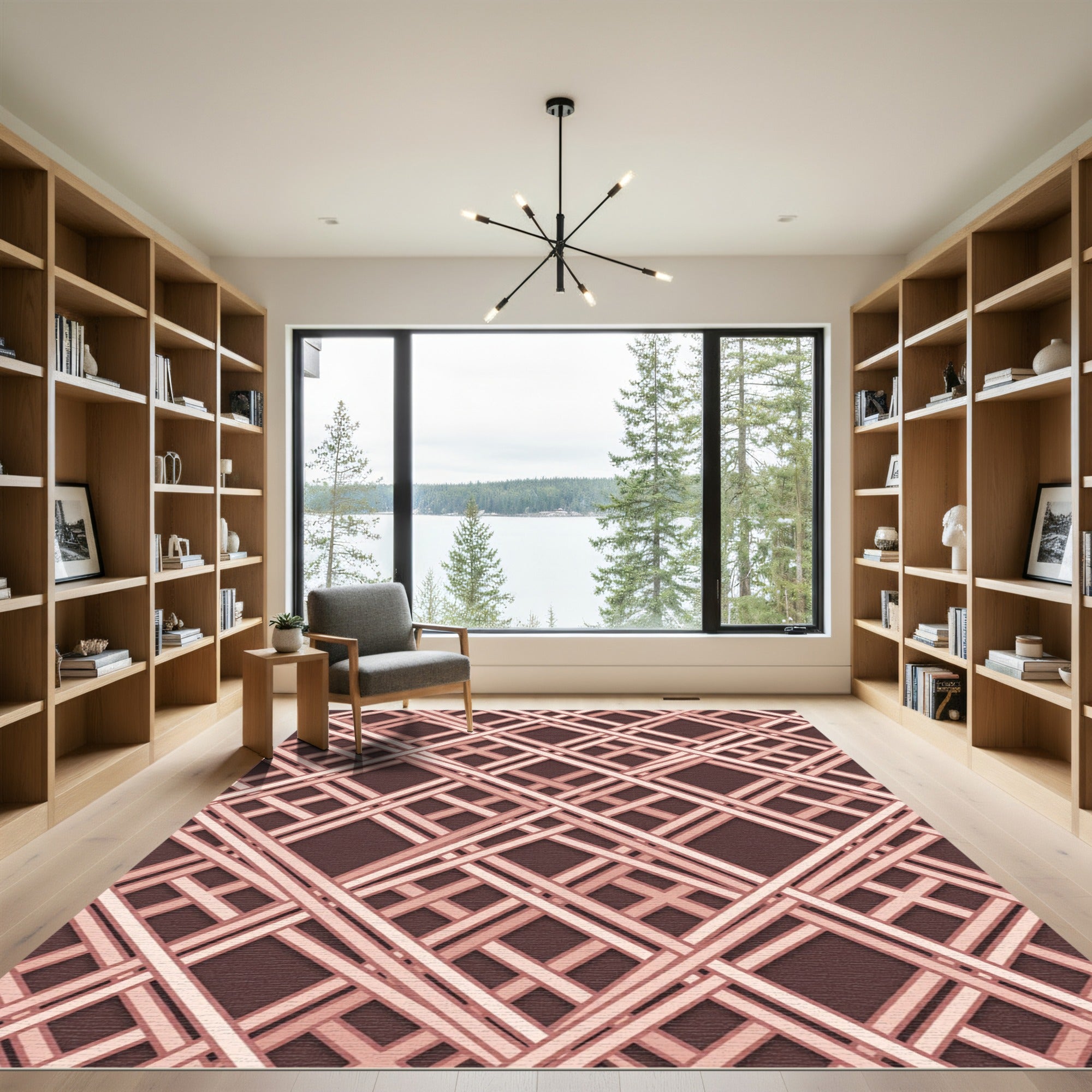 Rose Gold Intersecting Lattice Rug