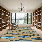 Mid-Century Modern Blue School of Fish Rug