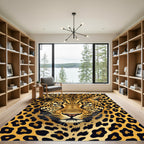 Golden Leopard Face Bold Print Rug