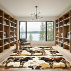 Rustic Brown Speckled Cattle Farm Art Rug