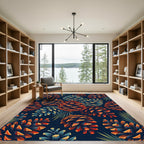 Midnight Pinecone Botanical Forest Art Rug