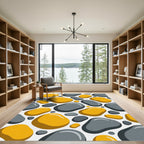Modern Yellow Gray Pebble Arrangement Rug