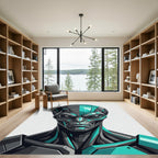 Cybernetic Teal Alien Portrait Graphic Rug