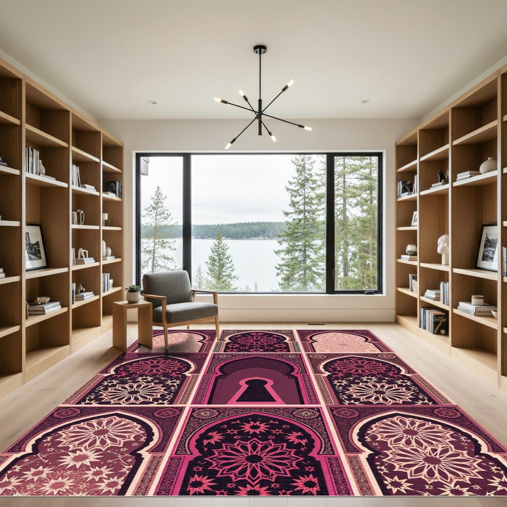 Art Deco Arch Medallion Rose Collage Rug