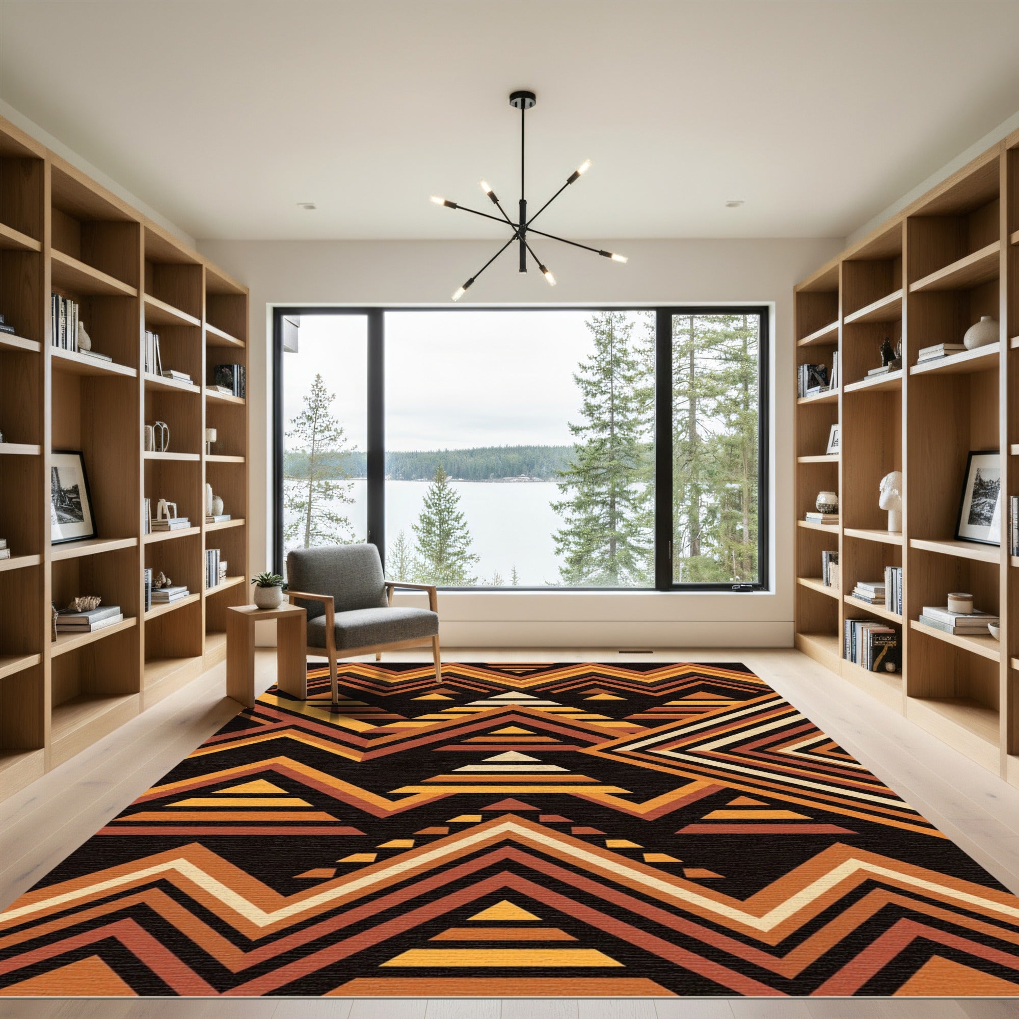 Earthy Geometric Chevron Aztec Area Rug
