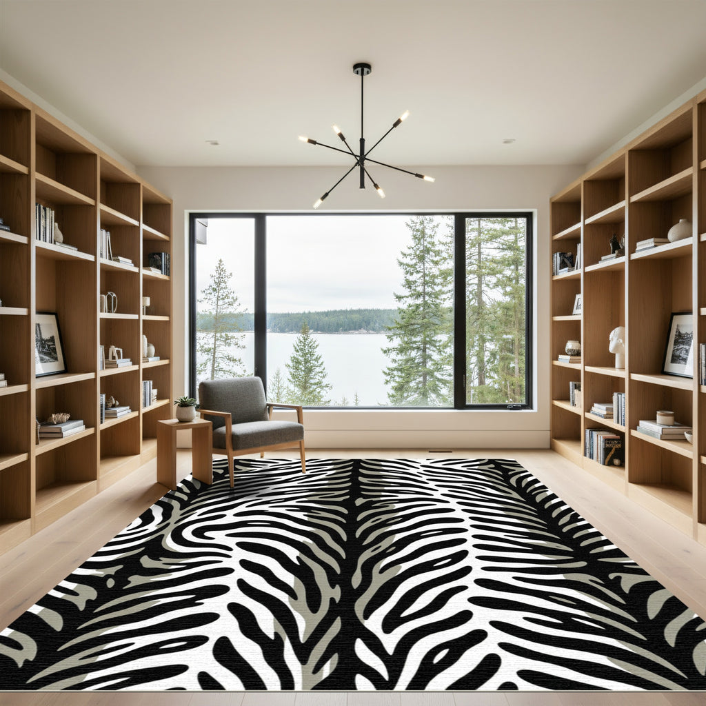 Black White Zebra Stripe Rug