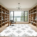 Silver Starburst Medallion White Rug