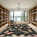 Whimsical Cream Butterfly Garden Botanical Rug