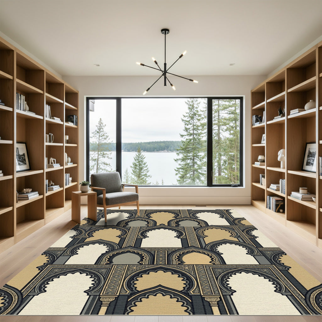 Gold Archway Medallion Pattern Rug