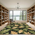 Olive and Ochre Woodland Leaf Rug