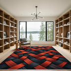 Bold Crimson and Charcoal Interwoven Weave Rug