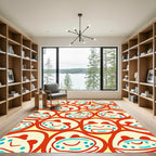 Red Yellow Blue Abstract Faces Rug