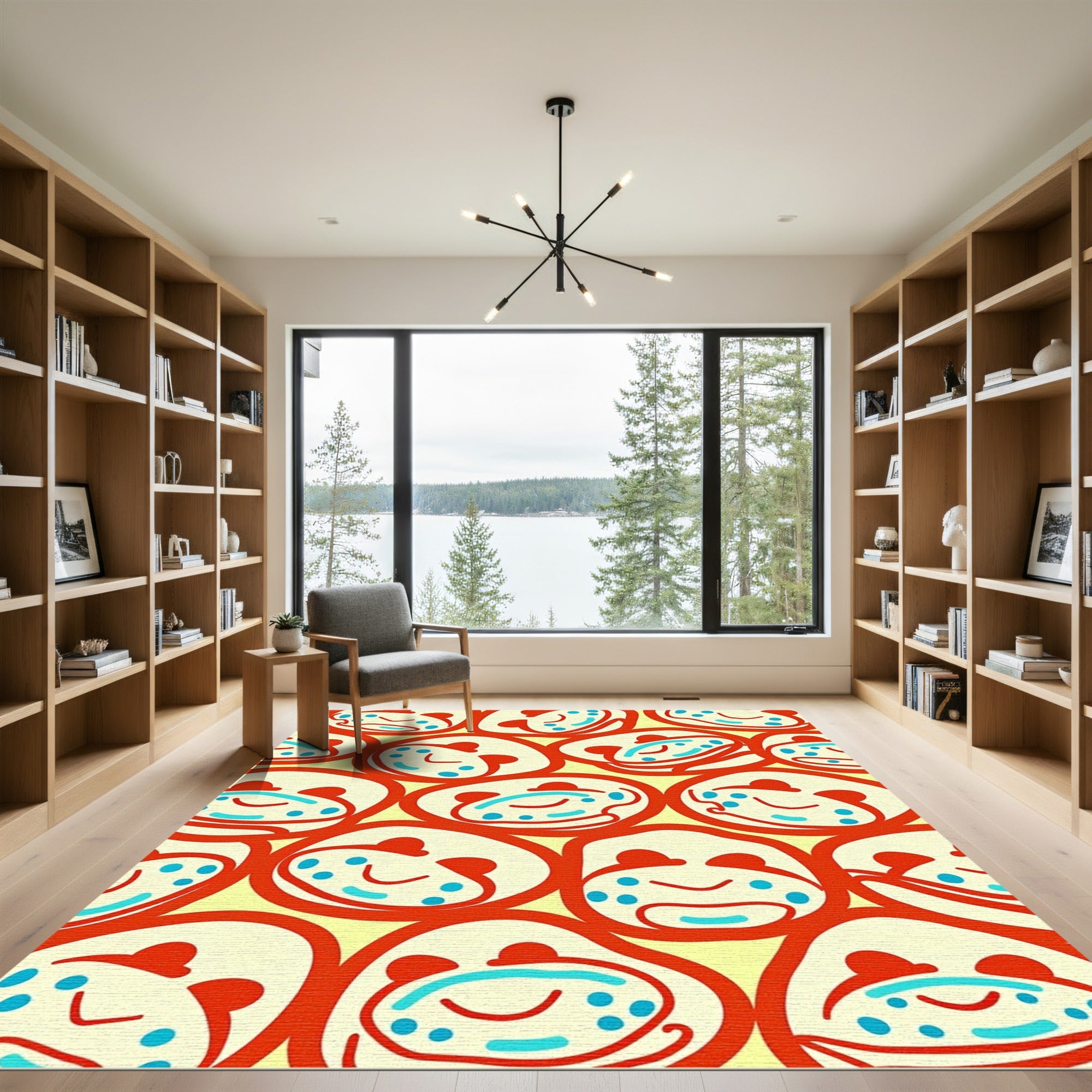 Red Yellow Blue Abstract Faces Rug