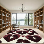 Romantic Silhouette Hearts Burgundy Cream Rug