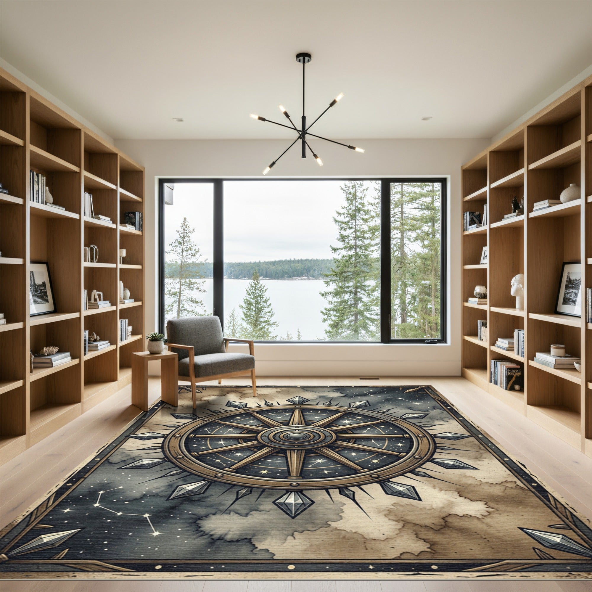 Celestial Ship Wheel Constellation Rug