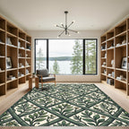 Sage Green Botanical Trellis Garden Rug