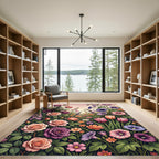 Pastel Garden Roses Morning Glory Tulip Rug