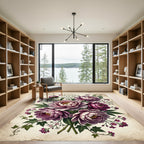 Vintage Purple Peony Botanical Bouquet Rug