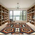 Geometric Hexagon Amber Charcoal Mosaic Rug