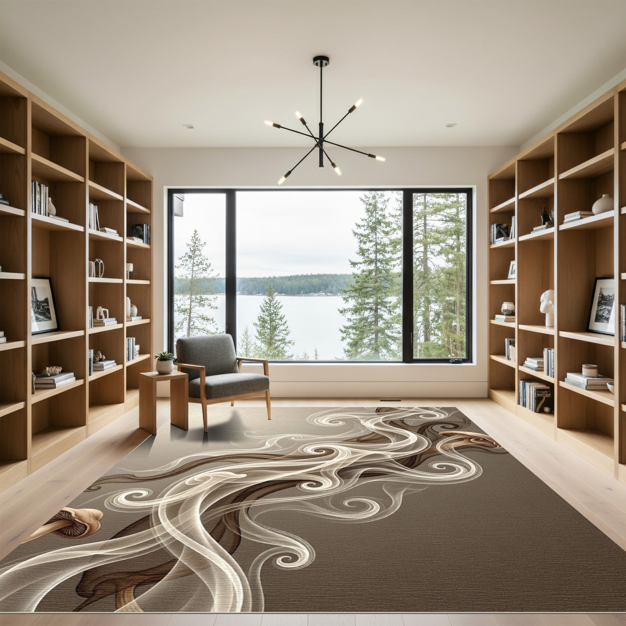 Mushroom Incense Swirl Organic Rug