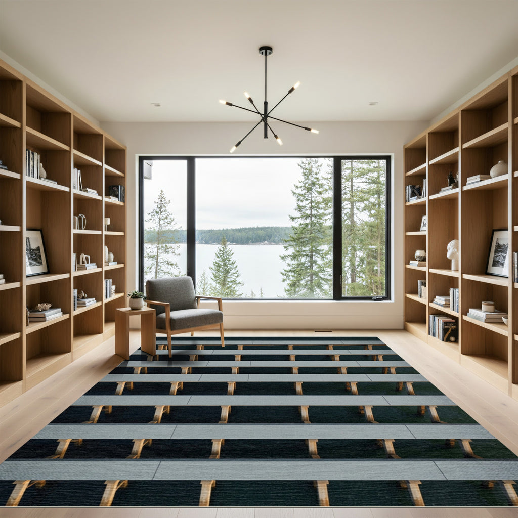 Gray Horizontal Deck Planks Rug