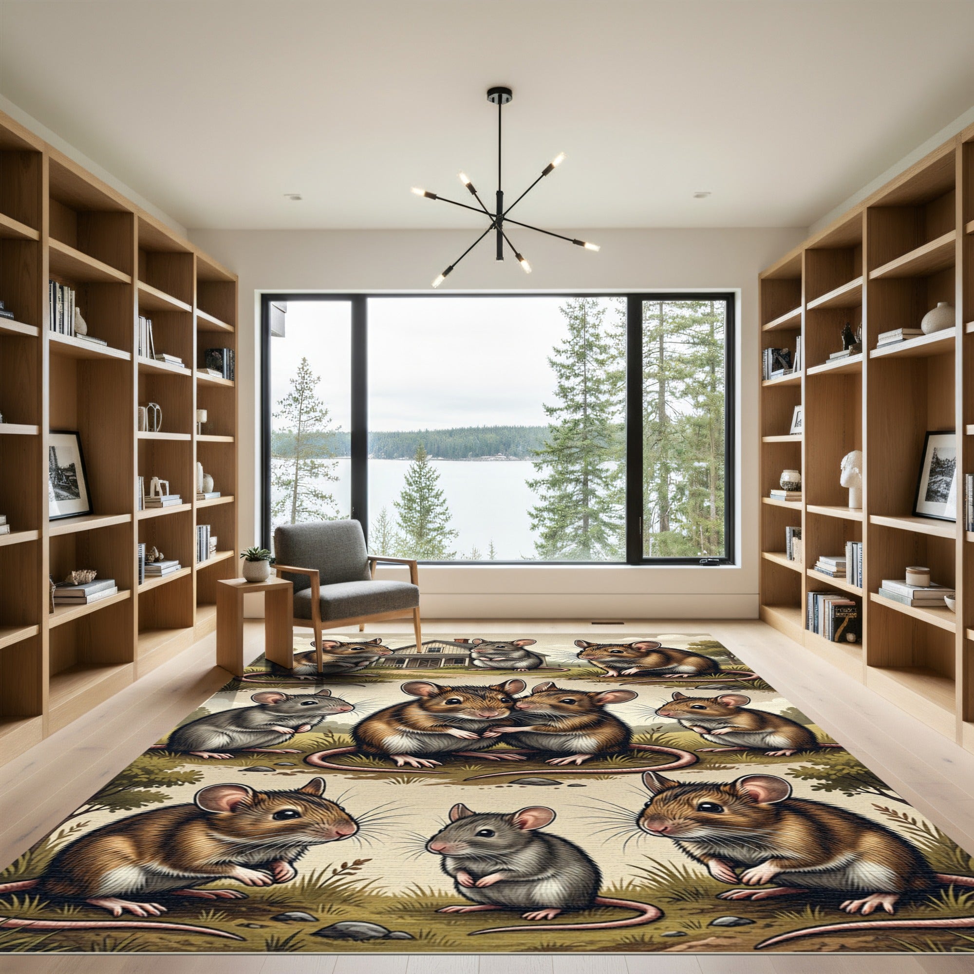 Whimsical Woodland Mice Countryside Tapestry Rug