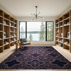 Deep Plum Arabesque Floral Medallion Rug
