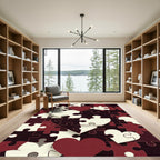 Deep Crimson Heart Puzzle Abstract Rug