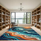 Vibrant Sunset Ocean Wave Swirl Rug