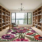 Vibrant Pink and Red Botanical Anemone Rug