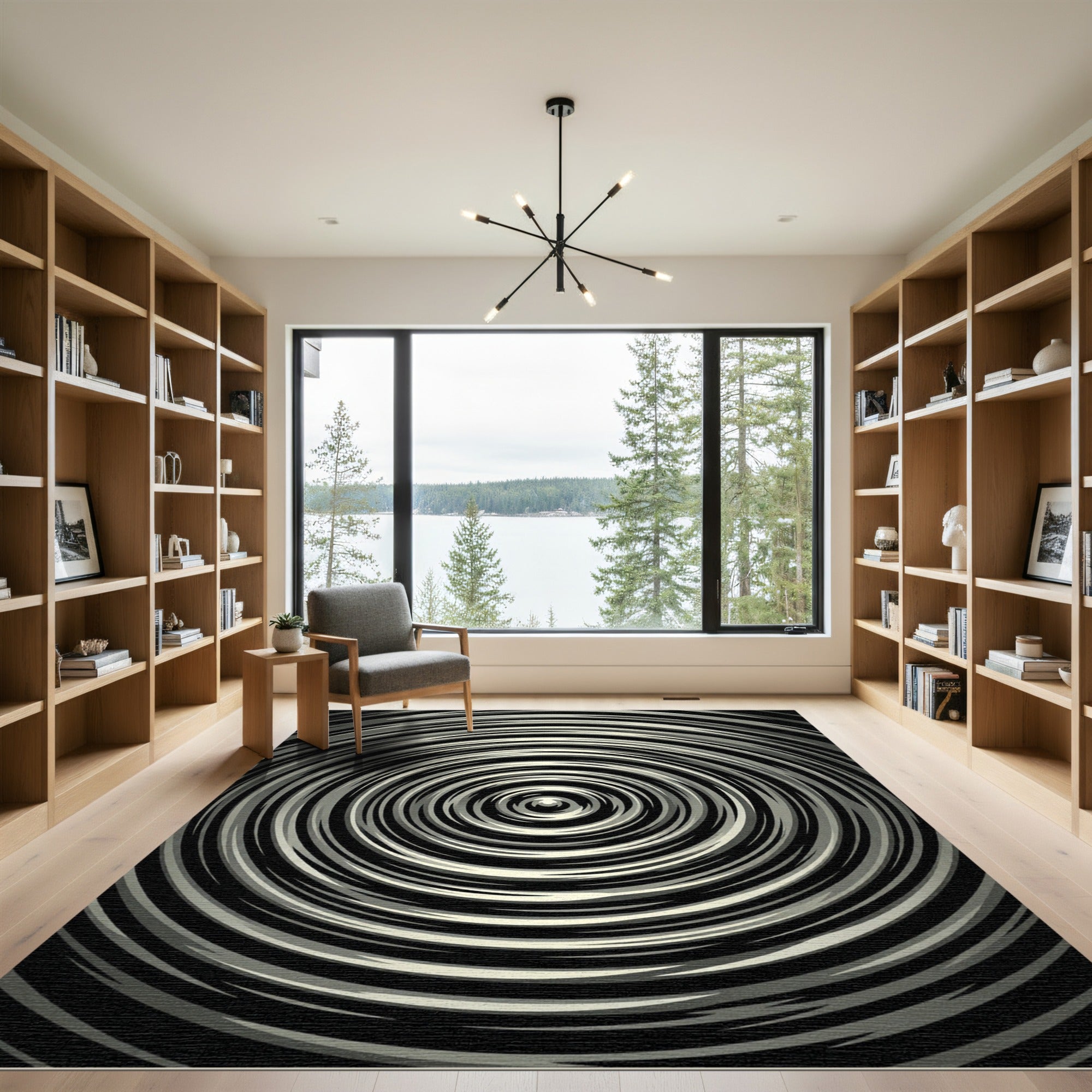 Monochromatic Concentric Swirl Rug