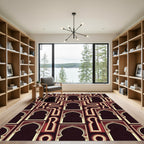 Maroon Geometric Arch Medallion Rug