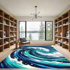 Deep Blue Ocean Wave Splatter Rug