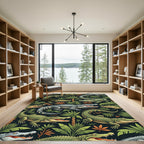 Vibrant Green Tropical Crocodile Jungle Rug