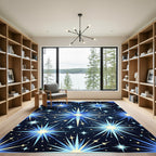 Radiant Blue Starburst Explosion Rug