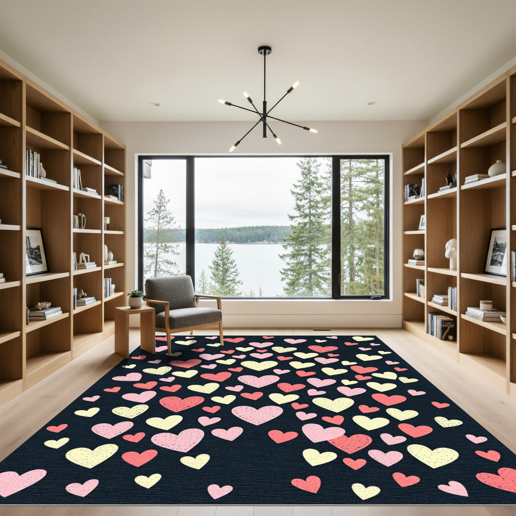Pink and Cream Whimsical Hearts Rug