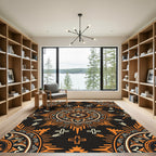 Terracotta Southwestern Sun Medallion with Arrows Rug