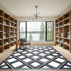 Modern Gray Diamond Lattice Graphic Rug