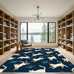 Cream Cats Playful Navy Ensemble Rug